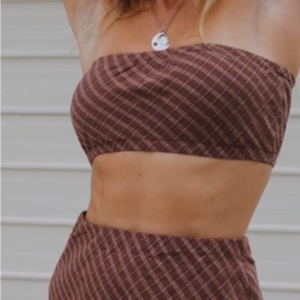 Brown Plaid Crop Top